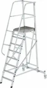 MUNK Aluminium-Plattformleiter einseitig begehbar, fahrbar 8 Stufen
