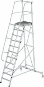 MUNK Aluminium-Plattformleiter einseitig begehbar, fahrbar 11 Stufen
