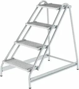MUNK Aluminium-Arbeitspodest einseitig begehbar Stahl-Gitterrost 4 Stufen
