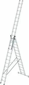 MUNK Aluminium-Mehrzweckleiter 3-teilig nivello®-Traverse 3 x 13 Sprossen