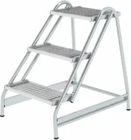 MUNK Aluminium-Arbeitspodest einseitig begehbar Stahl-Gitterrost 3 Stufen