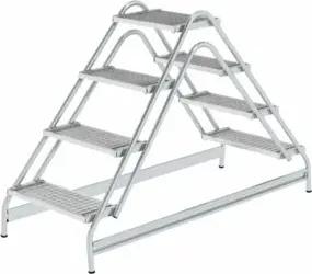 MUNK Aluminium-Arbeitspodest beidseitig begehbar Stahl-Gitterrost 2 x 4 Stufen