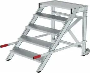 MUNK Aluminium-Arbeitspodest fahrbar Aluminium Stufenbreite 800 mm 5 Stufen