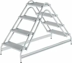 MUNK Aluminium-Arbeitspodest beidseitig begehbar Aluminium 2 x 4 Stufen