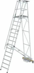 MUNK Aluminium-Podestleiter fahrbar klappbar schmaler Quertraverse 14 Stufen