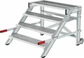 MUNK Aluminium-Arbeitspodest fahrbar Stufenbreite 1000 mm 4 Stufen