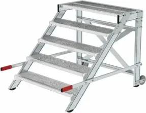MUNK Aluminium-Arbeitspodest fahrbar Stufenbreite 1000 mm 5 Stufen