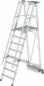 MUNK Aluminium-Podestleiter fahrbar klappbar schmaler Quertraverse 8 Stufen