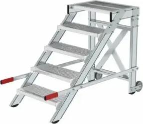 MUNK Aluminium-Arbeitspodest fahrbar Stufenbreite 600 mm 5 Stufen