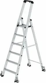 MUNK Aluminium-Stehleiter einseitig begehbar Rollen 1 x 6 Stufen