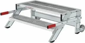 MUNK Aluminium-Arbeitspodest fahrbar Stahl-Gitterrost Stufenbreite 1000 mm 2 Stufen