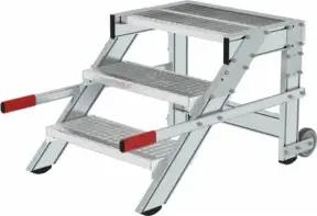 MUNK Aluminium-Arbeitspodest fahrbar Stufenbreite 600 mm 3 Stufen