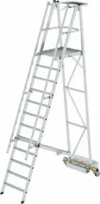 MUNK Aluminium-Podestleiter fahrbar klappbar schmaler Quertraverse 12 Stufen