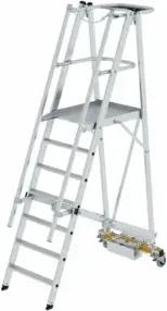 MUNK Aluminium-Podestleiter fahrbar klappbar schmaler Quertraverse 7 Stufen