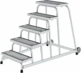 MUNK Aluminium-Arbeitspodest fahrbar Stahl-Gitterrost 5 Stufen