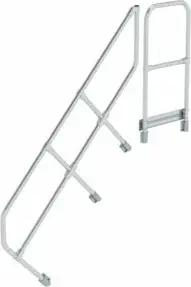 MUNK zweiter Handlauf Aluminium-Treppe mit Plattform 45° 6 Stufen