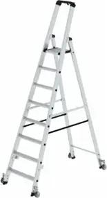 MUNK Aluminium-Stehleiter einseitig begehbar Rollen 1 x 8 Stufen