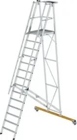 MUNK Aluminium-Podestleiter fahrbar klappbar 14 Stufen