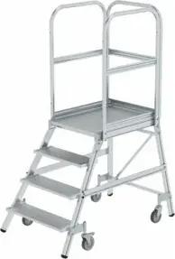 MUNK Aluminium-Podestleiter einseitig begehbar Aluminium geriffelt 4 Stufen