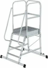 MUNK Aluminium-Podesttreppe einseitig begehbar fahrbar 4 Stufen