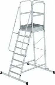 MUNK Aluminium-Podesttreppe einseitig begehbar fahrbar 8 Stufen