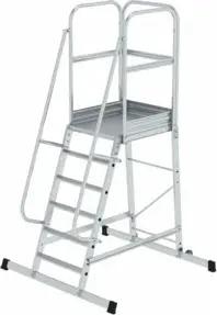 MUNK Aluminium-Podesttreppe einseitig begehbar fahrbar 6 Stufen