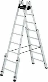 MUNK Aluminium-Stehleiter treppengängig 4 ausschiebbaren Holmen 2 x 8 Sprossen