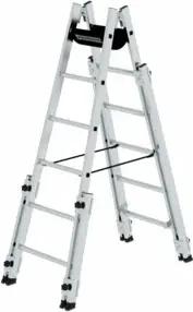 MUNK Aluminium-Stehleiter treppengängig 4 ausschiebbaren Holmen 2 x 6 Sprossen