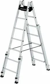 MUNK Aluminium-Stehleiter treppengängig 4 ausschiebbaren Holmen 2 x 7 Sprossen