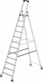 MUNK Aluminium-Stehleiter einseitig begehbar Rollen 1 x 12 Stufen