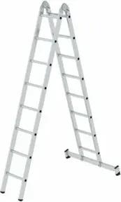 MUNK Aluminium-Klappleiter 2-teilig nivello®-Traverse 2 x 8 Sprossen