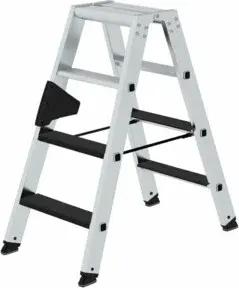 MUNK Aluminium-Stehleiter beidseitig begehbar clip-step R13 2 x 4 Stufen