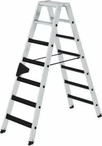 MUNK Aluminium-Stehleiter beidseitig begehbar clip-step 2 x 7 Stufen