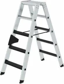 MUNK Aluminium-Stehleiter beidseitig begehbar clip-step R13 2 x 5 Stufen