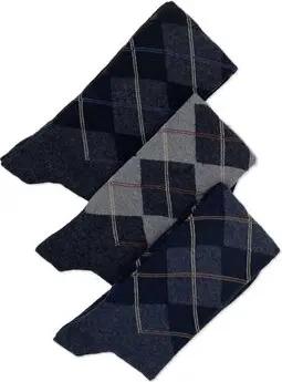 Duca Di Morrone Socken Padova Diamond Pattern - Tripack Light Gray