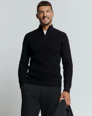 NO EXCESS Rollkragenpullover "No Excess Jacquard-Pullover mit halbem Reißverschluss"