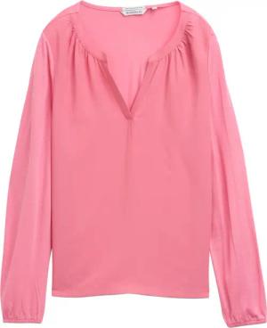 TOM TAILOR Damen Langarmshirt im Material-Mix, rosa, Uni, Gr. XS