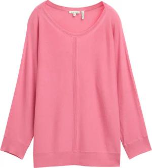 TOM TAILOR Damen Strickpullover mit U-Boot-Ausschnitt, rosa, Uni, Gr. M
