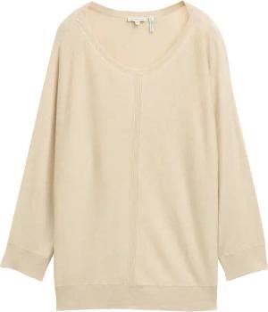 TOM TAILOR Damen Strickpullover mit U-Boot-Ausschnitt, beige, Meliert, Gr. XXXL