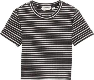 TOM TAILOR Mädchen Ripp T-Shirt mit Streifenmuster, schwarz, Gestreift, Gr. 176