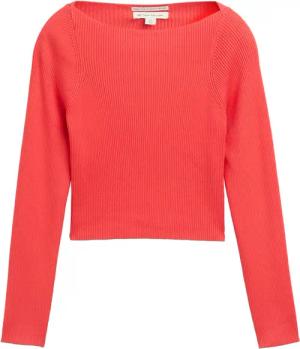 TOM TAILOR Mädchen Ripp Strickpullover mit U-Boot-Ausschnitt, rot, Uni, Gr. 164