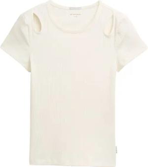 TOM TAILOR Mädchen Ripp T-Shirt mit Cut-Outs, weiß, Uni, Gr. 152