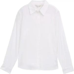 TOM TAILOR Damen Hemdbluse mit Leinenanteil, weiß, Uni, Gr. 40