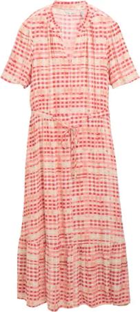 TOM TAILOR Damen Maxi-Kleid mit Muster, rot, Kariert, Gr. 46