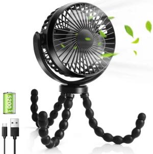 BRAIDOL Mini USB-Ventilator Tischventilator,Mini Ventilator, USB-Ventilator, Leise Handventilator, 5200mAh Wiederaufladbar Hand Fan für Kinderwagen Büro Camping
