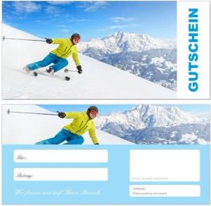 LYSCO Geschenkkarte Geschenkgutschein Premium Winterurlaub (Ski-678), Schnee Berge Aprés Ski Skier Abfahrt Piste