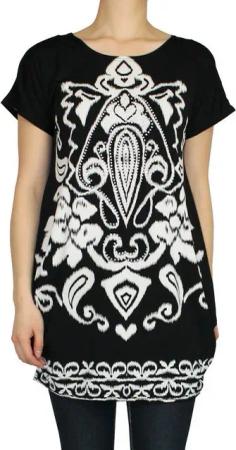 dy_mode Longshirt Damen Longshirt Lässiges Kurzarm Shirt T-Shirt Shirtkleid mit Glitzer mit Glitzersteinchen