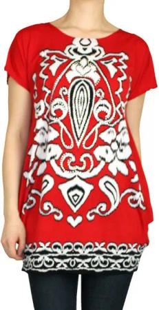 dy_mode Longshirt Damen Longshirt Lässiges Kurzarm Shirt T-Shirt Shirtkleid mit Glitzer mit Glitzersteinchen