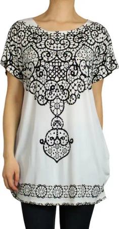 dy_mode Longshirt Damen Longshirt Lässiges Kurzarm Shirt T-Shirt Shirtkleid mit Glitzer mit Glitzersteinchen