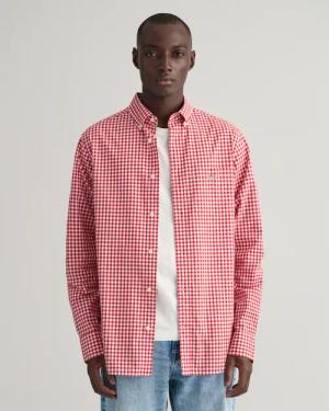 Gant Langarmhemd "REG POPLIN GINGHAM SHIRT", mit Logostickerei auf der Brust